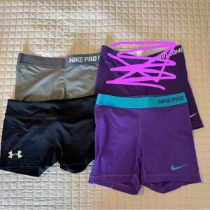 SET OF 3 Nike Pro Women's Athletic Shorts Set - Black, Gray, Purple